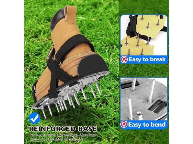 Mofeez Lawn Aerator Shoes for Grass - Pre-Assembled Grass Aerator Shoes for Lawn - Soil Yard Aerator Tool for Aerating Patio Garden, Black
