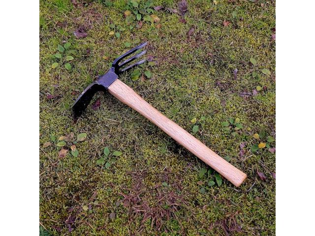 KAKURI Hoe Cultivator Combo Hand Tiller 14-3/4' Heavy Duty Hand Forged Japanese Steel Blade, Japanese Gardening Tool for Digging, Raking,...