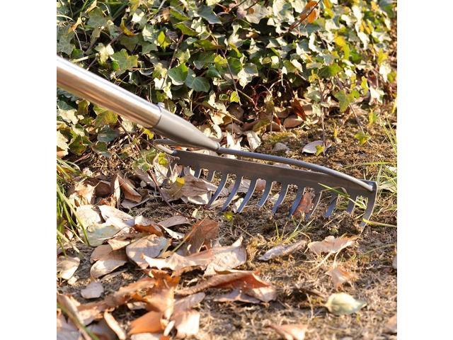 Garden Rake, 5 FT Metal Rake for Lawns Level Head Rakes with Stainless Steel Handle for Loosening Soil