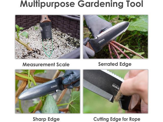 Hori Hori Garden Knife, Garden Tools with Sheath for Weeding,Planting,Digging, 7' Stainless Steel Blade with Cutting Edge, Full-Tang Wood Handle...