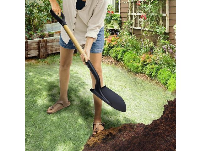 Shovel for Digging,Round Shovel, Garden Tool with D-Handle, 41 Inches in Overall Length, Wooden Handel Garden Shovel,Beach Shovel, Car Snow Shovel