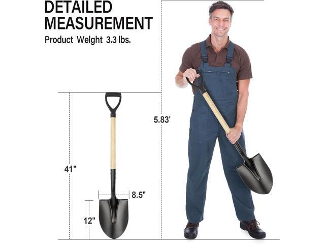 Shovel for Digging,Round Shovel, Garden Tool with D-Handle, 41 Inches in Overall Length, Wooden Handel Garden Shovel,Beach Shovel, Car Snow Shovel