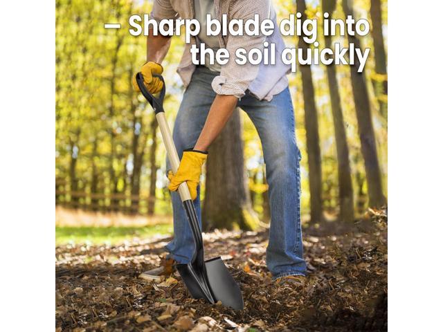 Shovel for Digging,Round Shovel, Garden Tool with D-Handle, 41 Inches in Overall Length, Wooden Handel Garden Shovel,Beach Shovel, Car Snow Shovel