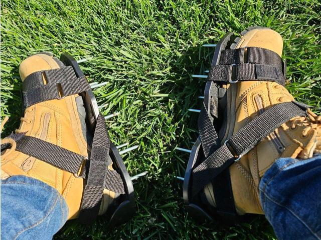 Lawn Aerator Shoes Free-Installation Grass Aeration Shoes with Stainless Steel Shovel, Heavy Duty Lawn Aerator Spike Shoes Lawn Aeration Tool with...