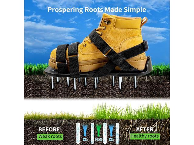 Lawn Aerator Shoes Free-Installation Grass Aeration Shoes with Stainless Steel Shovel, Heavy Duty Lawn Aerator Spike Shoes Lawn Aeration Tool with...