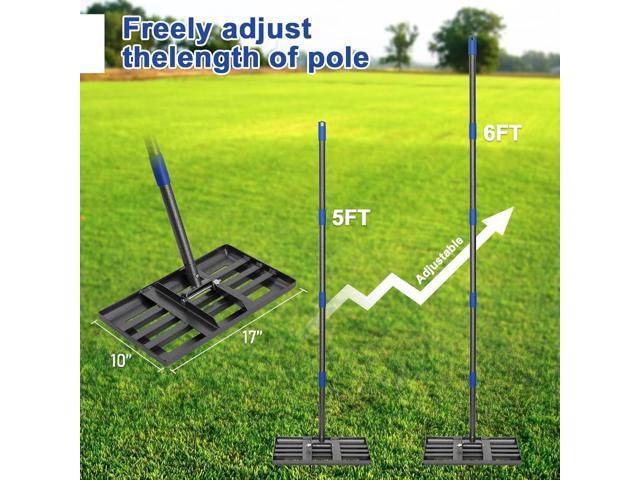 Heavy Duty Leveling Rake for Lawn, Yard & Soil - 5FT Stainless Steel Garden Tool, Rust-Proof Dirt Leveler for Turf, Golf & Football Fields