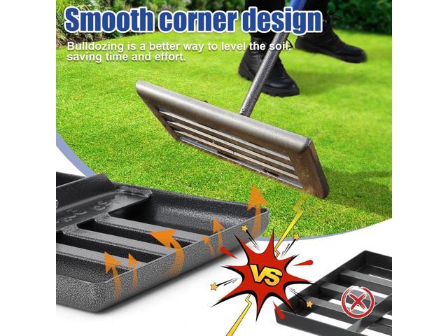 Heavy Duty Leveling Rake for Lawn, Yard & Soil - 5FT Stainless Steel Garden Tool, Rust-Proof Dirt Leveler for Turf, Golf & Football Fields