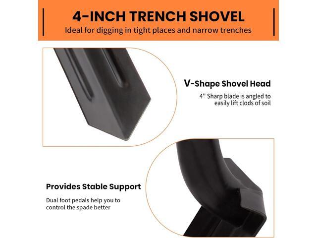 Trench Shovel for Digging, 4-Inch Trench Shovel, Heavy Duty Trenching Shovel with Fiberglass Handle, 56 Inches