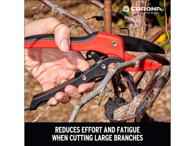 Corona RP 3230 Rachet Hand Pruner - 3/4 inch Cut Capacity Stem and Branch Garden Shears, Red