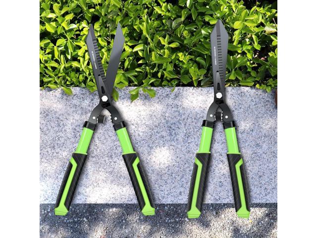 Professional Heavy Duty Hedge Shears 23' - Serrated Blade & Dual Shock Handle, Ergonomic Gardening Clippers with Anti-Rust Coating