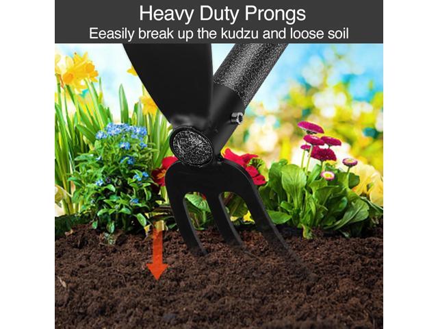 Hoe and Cultivator Gardening Hand Tools, Heavy Duty Stainless Steel Garden Hoe and 3 Fork Hand Tiller for Gardening Weeding Planting with...
