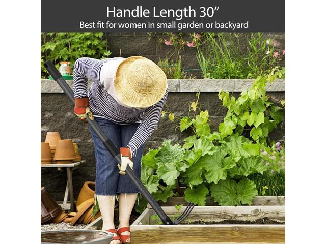 Hoe and Cultivator Gardening Hand Tools, Heavy Duty Stainless Steel Garden Hoe and 3 Fork Hand Tiller for Gardening Weeding Planting with...