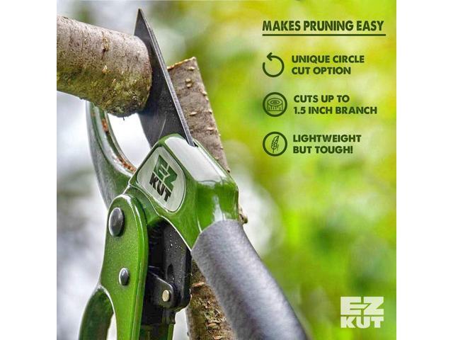 EZ Kut Heavy Duty Pruning Shears Green - with Ratcheting Action Great Garden Hand Tool Clippers Gardening pruners arthritis tools Ratcheting Anvil...