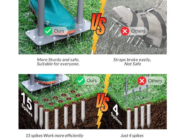 Walensee Lawn Aerator Spike Metal Manual Dethatching Soil Aerating Lawn with 15 Iron Spikes, Pre-Assembled Grass Aerator Tools for Yard, Lawn...
