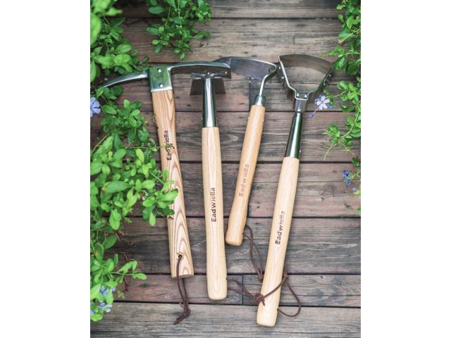 Hoe and Cultivator Garden Rake Hand Tiller Tool Wood Handle Double Sided Cultivator Versatile Tool for Digging,Loosening Soil,Weeding,Breaking Up...