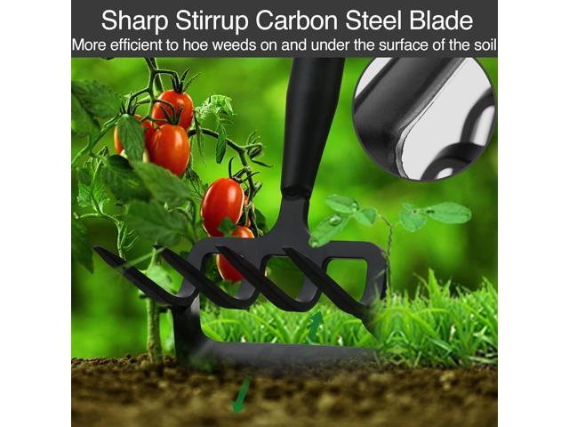 Stirrup Hoe and Cultivator Garden Tool Heavy Duty, Scuffle Loop Hula Action Hoe Weeding Gardening Hand Tools for Women Kids Men, Metal Weeder...