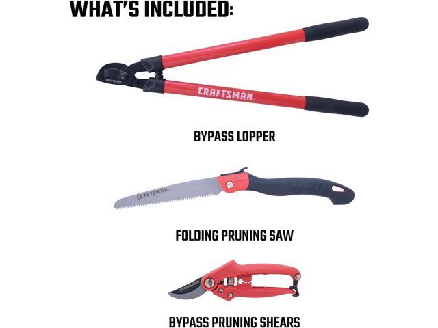 CRAFTSMAN CMXMKIT0170 Tree & Shrub Pruning Set with Bypass Pruning Shears, Bypass Lopper and Folding Pruning Saw