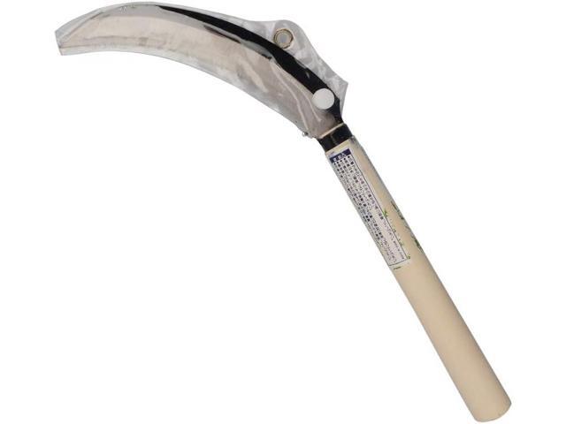 KEYI Grass Sickle, Hand held Sickle Tool with Wooden Handle, Light Serration, 6.5-Inch Stainless Steel Blade