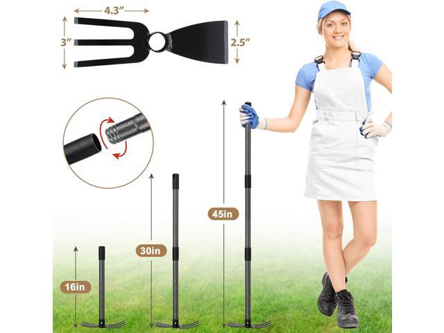 Hoe Garden Tool, 45 Inch Garden Hoe Long Handle for Weeding, Hoe Cultivator 2 in 1 Hand Garden Tools for Gardening Planting