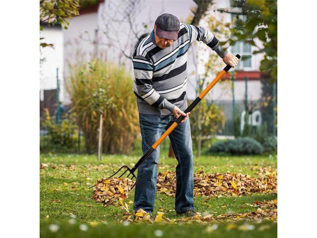 5 Tine Pitchfork for Gardening, Heavy Duty Pitchfork with Fiberglass Handle, Garden Fork for Mulching, 58 Inches