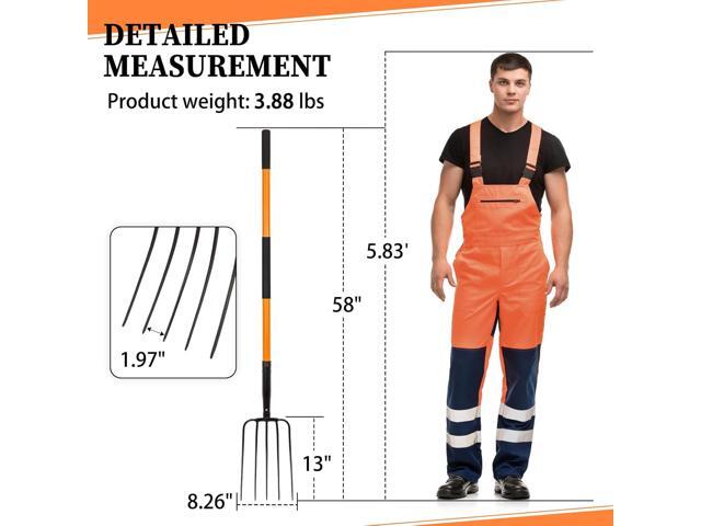 5 Tine Pitchfork for Gardening, Heavy Duty Pitchfork with Fiberglass Handle, Garden Fork for Mulching, 58 Inches