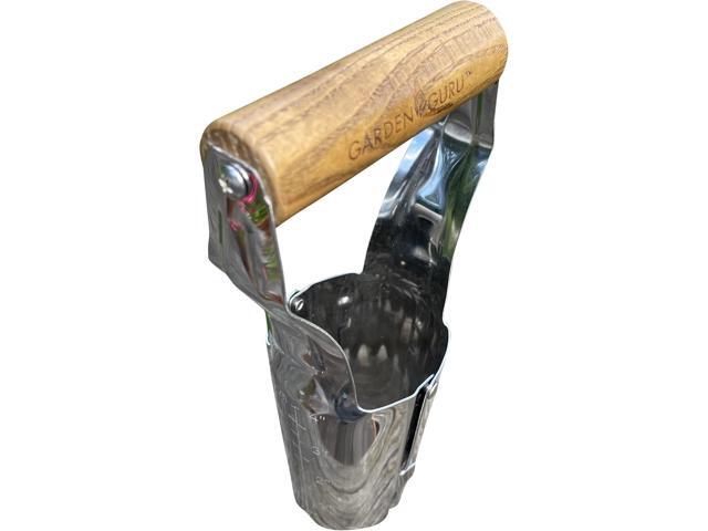 Garden Guru Eco Bulb Planter - 100% Recycled Stainless Steel - Rust Resistant - FSC Certified Wood Ergonomic Handle - Depth Marker for Consistent...