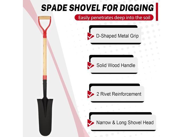 Nohovu Spade Shovel for Digging, Heavy Duty Shovel with D-Handle, Trench Shovel for Gardening, 45 Inches