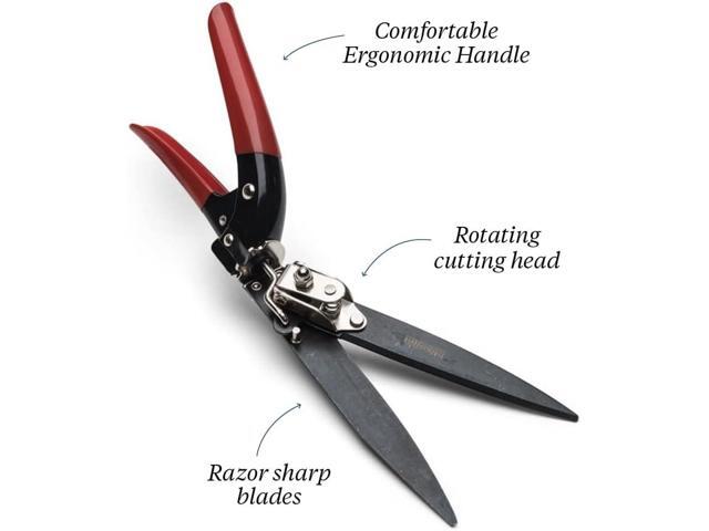 Kings County Tools Grass Trimming Shears 5-1/4 Steel Blades Rotating Handle for Angled Cuts Strong Spring Mechanism Simple & Secure Safety...
