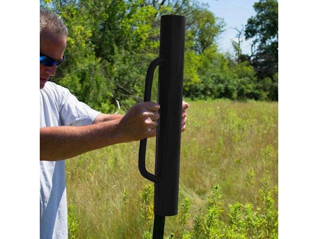 Black Fence Post Driver with Handle 18 LB Steel T Post Pounder Portable Hand Post Rammer for Wooden Posts U Channels Fence Posts, 16 Inch Post...
