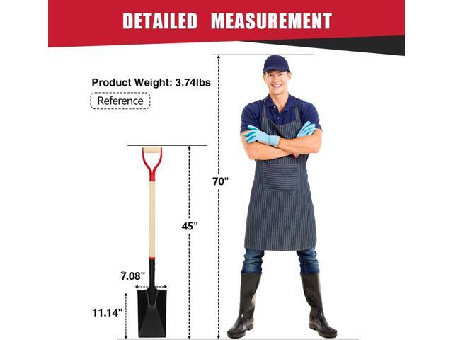 Spade Shovel for Digging, Heavy Duty Spade Shovel with Wooden D-Handle, Square Flat Shovel for Gardening and Edging, 45 Inches