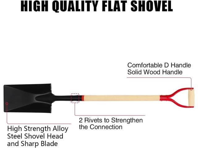 VNIMTI Spade Shovel for Digging, Heavy Duty Spade Shovel with Wooden D-Handle, Square Flat Shovel for Gardening and Edging, 45 Inches