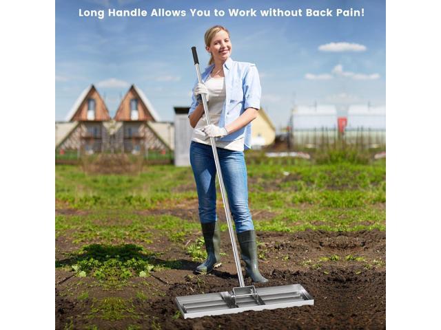 Goplus Lawn Leveling Rake, 30' x 10' Heavy Duty Level Lawn Tool w/ Ergonomic Handle for Soil, Effort-Saving Landscape Rake for Garden, Backyard,...