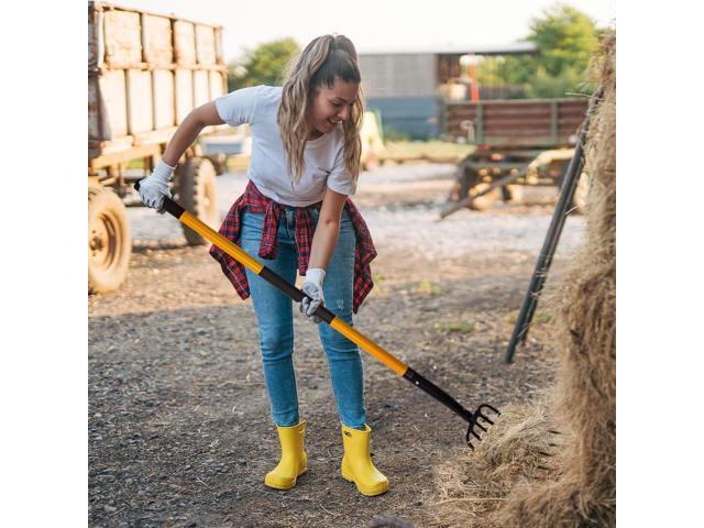 Pitch Fork for Gardening, 5 Tine Pitchfork Heavy Duty with Fiberglass Handle, 58 Inches