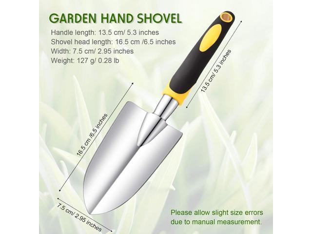 2 Pcs Garden Trowel Hand Shovel Tool Soil Scoop with Soft Rubberized Non Slip Handle Aluminum Alloy Potting Shovel for Digging Planting (Yellow,...