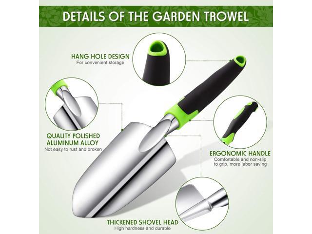 2 Pcs Garden Trowel Hand Shovel Tool Soil Scoop with Soft Rubberized Non Slip Handle Aluminum Alloy Potting Shovel for Digging Planting (Yellow,...