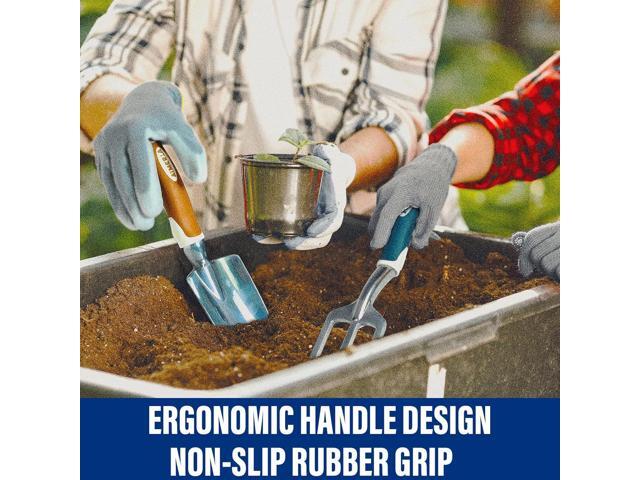 Gardening Tools Set of 9 Heavy Duty Garden Tools with Non-Slip Rubber Grip with Large Garden Bag for Tools Durable Hand Tools for Gardening,...