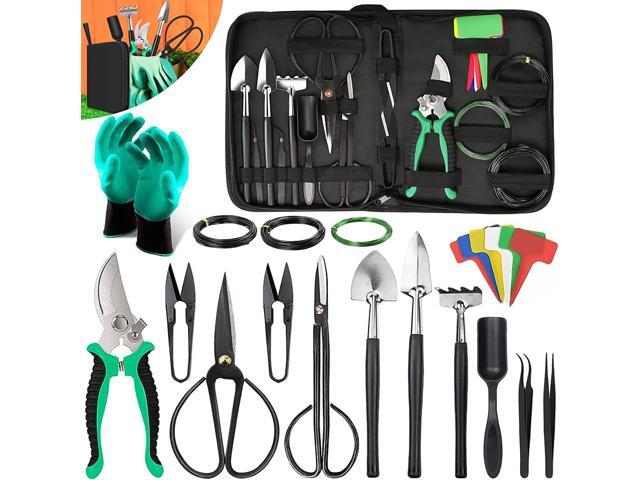 Bonsai Tools Kit- 24 PCS Bonsai Tree Kit Tools for Beginners, Bonsai Tool Set Bonsai Starter Trimming Care Kit Include Pruning Shears, Scissors, PU...