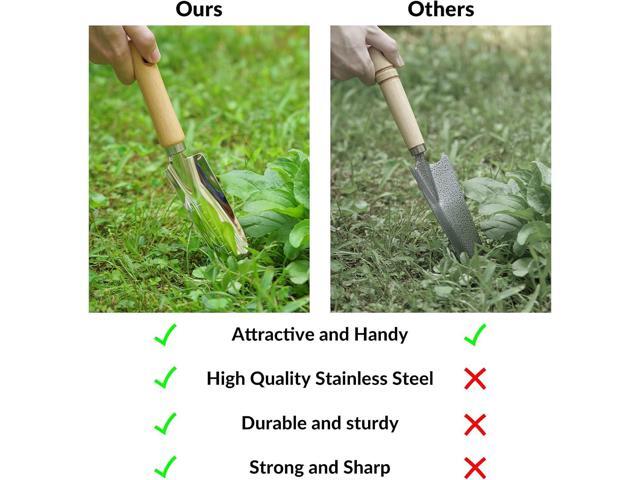 SOLIGT Garden Tools Set with Basket, Heavy Duty Stainless Steel Gardening Hand Tool with Wood Handle, Pruning Shears, Gloves - Perfect Gardening...