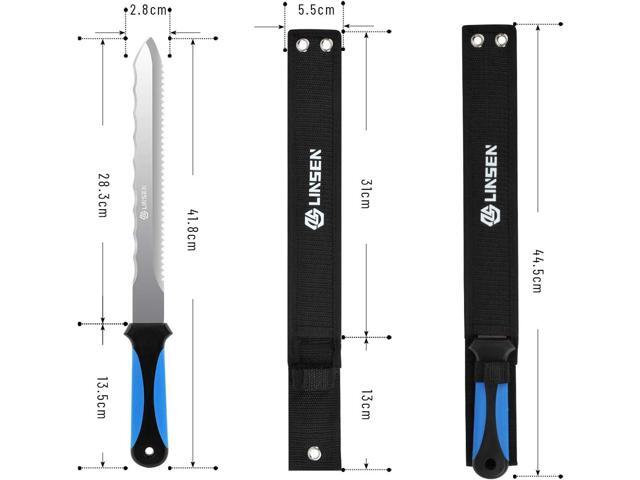 Linsen-Outdoor Stainless Steel Garden Knife with 11' Blade, Double Side Utility Sod Cutter Lawn Repair Garden Knife with Nylon Sheath