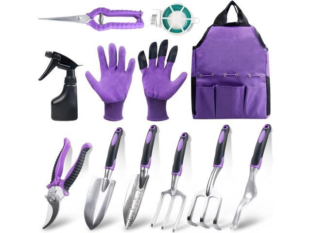 Covacure Gardening Tool Set - 11 Piece Aluminum Alloy Steel Hand Tool Starter Kit with Garden Bag, Outdoor Tool, Heavy Duty Gardening Work Set,...