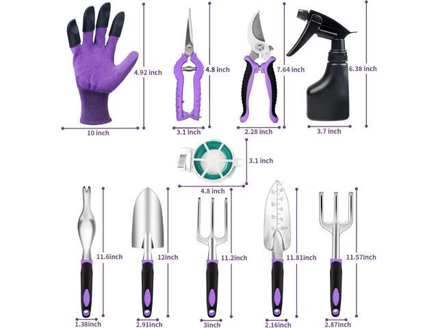 Covacure Gardening Tool Set - 11 Piece Aluminum Alloy Steel Hand Tool Starter Kit with Garden Bag, Outdoor Tool, Heavy Duty Gardening Work Set,...