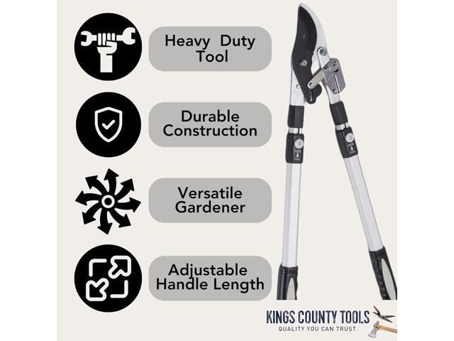 Kings County Tools Double Ratcheting Bypass Lopper Cuts Green Wood Extendable 26'40' Long Handles Trim Tree or Bush Branches 6 Pin-Locked...