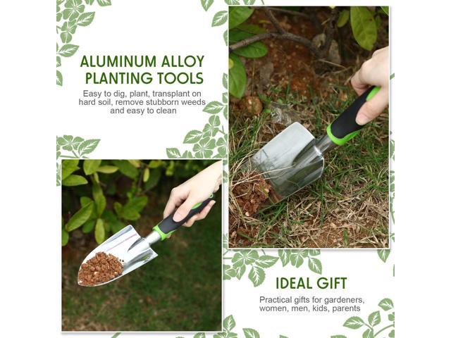 2 Pcs Garden Trowel Hand Shovel Tool Soil Scoop with Soft Rubberized Non Slip Handle Aluminum Alloy Potting Shovel for Digging Planting (Yellow,...