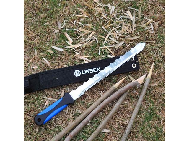 Linsen-Outdoor Stainless Steel Garden Knife with 11' Blade, Double Side Utility Sod Cutter Lawn Repair Garden Knife with Nylon Sheath