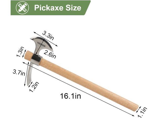 2 in1 Garden Pickaxe Weeding Mattock Gardening Tool 16inch Hatchet Chopping Axe Stainless Steel Blade Cutter for Outdoor Camping Wood Splitting...