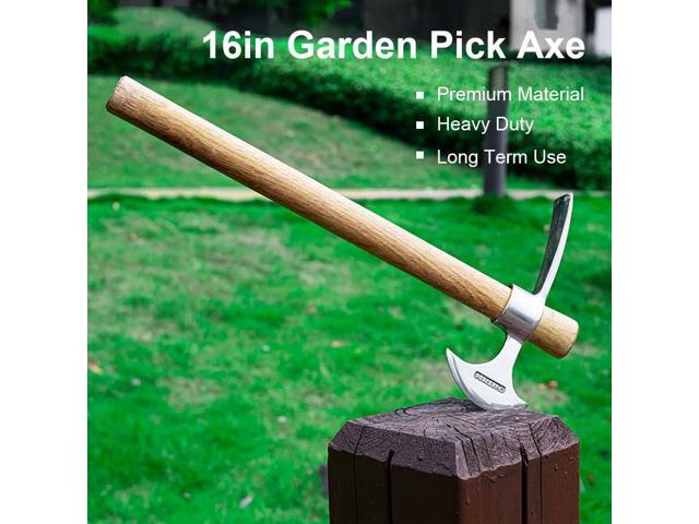 2 in1 Garden Pickaxe Weeding Mattock Gardening Tool 16inch Hatchet Chopping Axe Stainless Steel Blade Cutter for Outdoor Camping Wood Splitting...