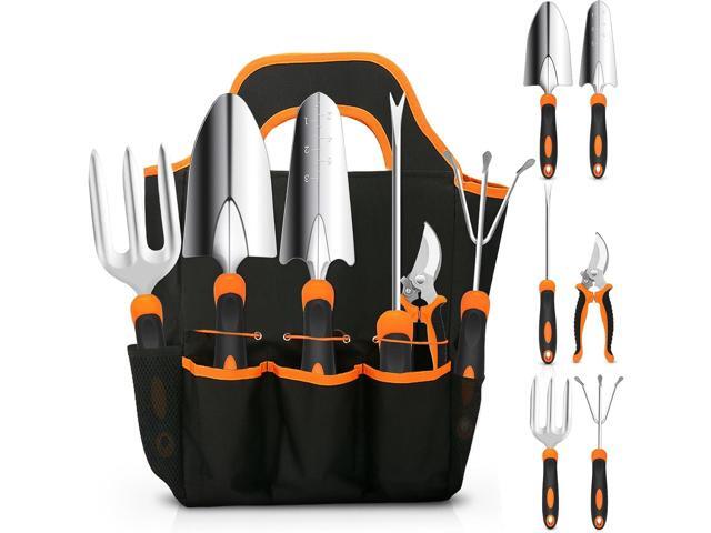 Gardening Tool Set, CHRYZTAL Stainless Steel Heavy Duty Gardening Tool Set, with Non-Slip Rubber Grip, Storage Tote Bag, Outdoor Hand Tools, Ideal...