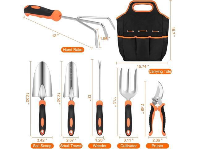 Gardening Tool Set, CHRYZTAL Stainless Steel Heavy Duty Gardening Tool Set, with Non-Slip Rubber Grip, Storage Tote Bag, Outdoor Hand Tools, Ideal...