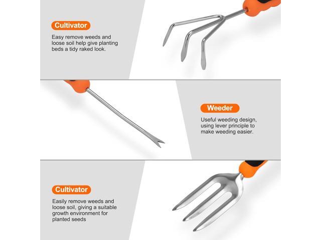 Gardening Tool Set, CHRYZTAL Stainless Steel Heavy Duty Gardening Tool Set, with Non-Slip Rubber Grip, Storage Tote Bag, Outdoor Hand Tools, Ideal...