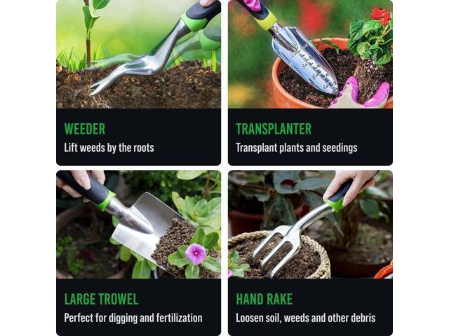 Heavy Duty Garden Tools 22 Pieces Floral Set - Rust Proof, Non-Slip, Durable Gardening Supplies - Ergonomic Hand Tools - Ideal Gardening Gifts for...